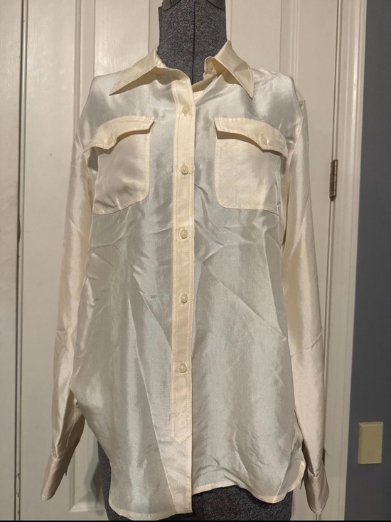 Ralph Lauren Tops - Ralph Lauren Cream Satin Button-Front Blouse